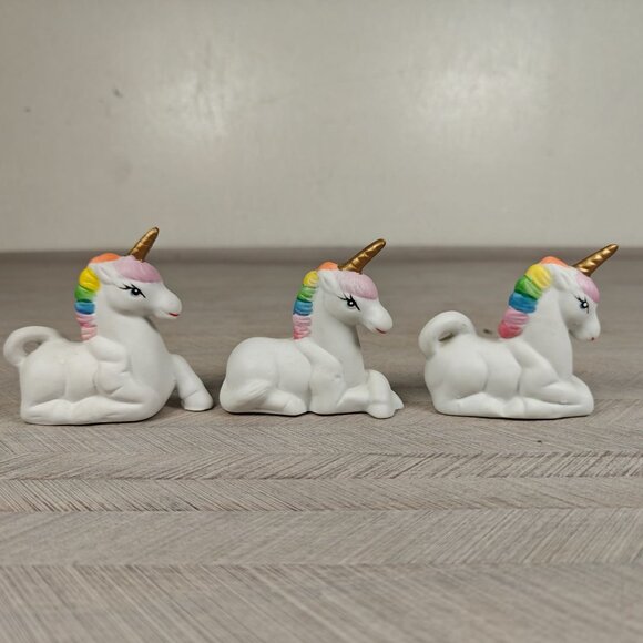 Vintage Fine Porcelain Bisque Unicorn Figurines Set of 3 Artmark - Picture 2 of 6